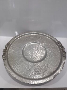 Vintage Rodney Kent hand wrought creations no471 hammered aluminum pedestal tray